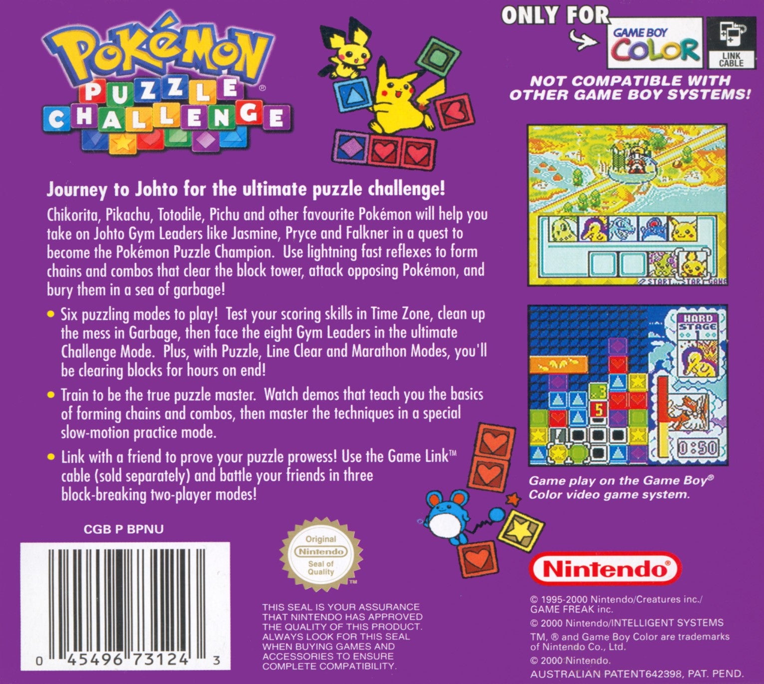 Pokemon Puzzle Challenge Game Boy Color - Video Game - Used - CaveGamers - Image 2