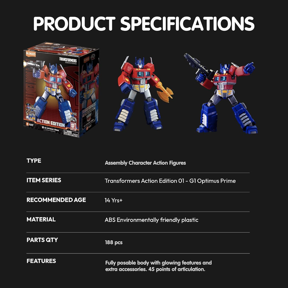 Transformers G1 Optimus Prime Blokees Action Edition Model Kit - Previews Exclusive Action Figures - Toys - New - CaveGamers - Image 8