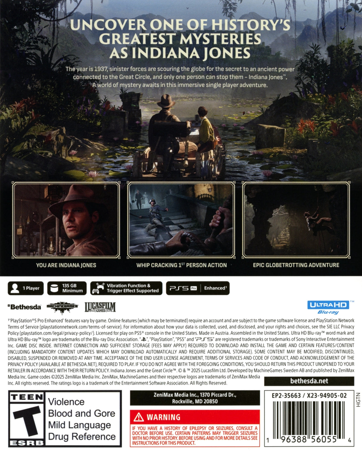 Indiana Jones and the Great Circle PS5 - Video Game - Used - CaveGamers - Image 2