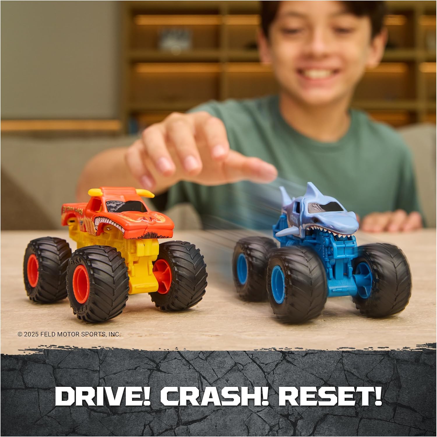 Monster Jam Smash & Bash 2-Pack Monster Trucks Megalodon & El Toro Loco Action Figures - Toys - New - CaveGamers - Image 4