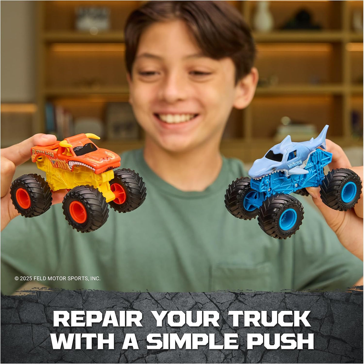 Monster Jam Smash & Bash 2-Pack Monster Trucks Megalodon & El Toro Loco Action Figures - Toys - New - CaveGamers - Image 7