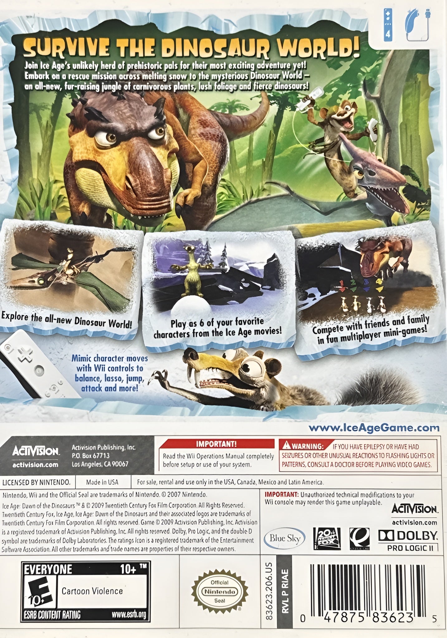 Ice Age: Dawn of the Dinosaurs Wii - Video Game - Used - CaveGamers - Image 2