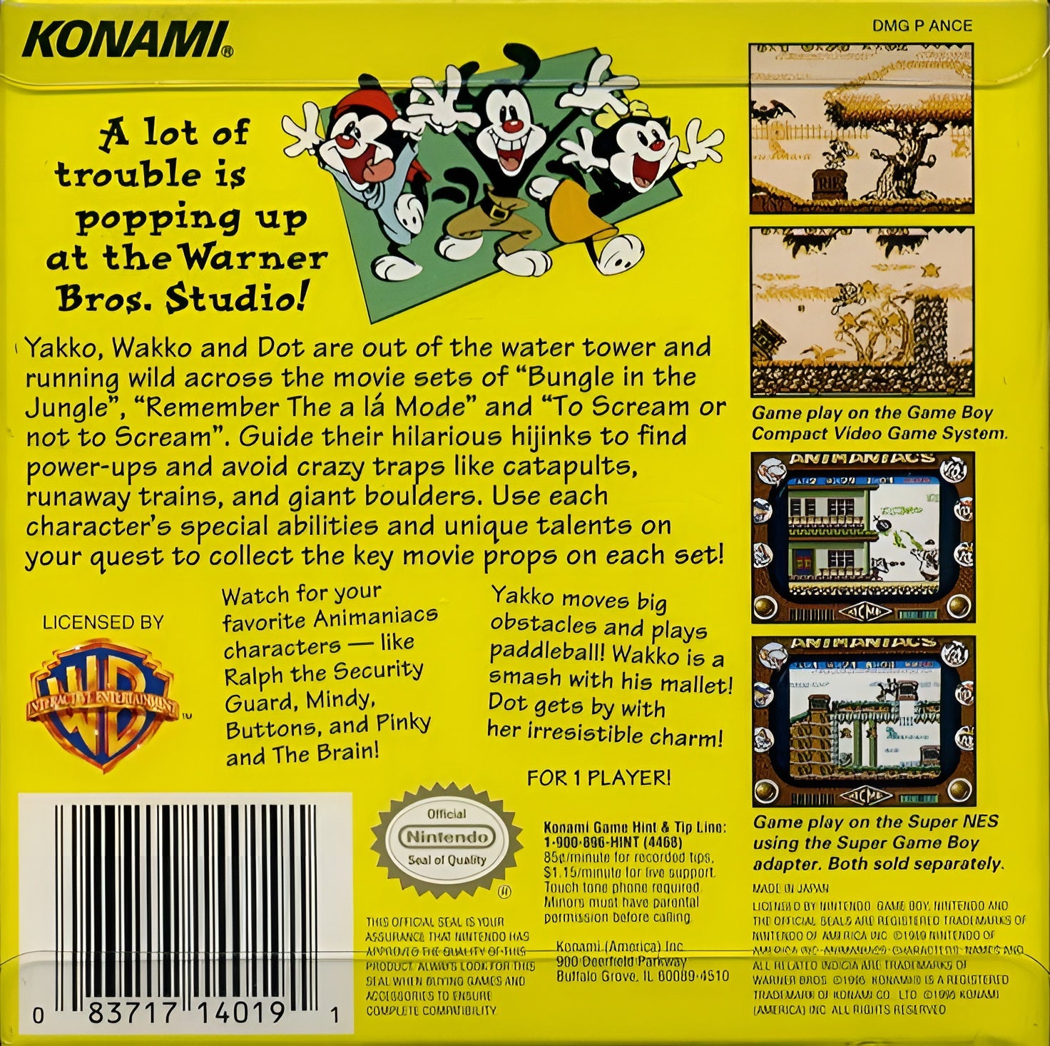 Animaniacs Game Boy - Video Game - Used - CaveGamers - Image 2