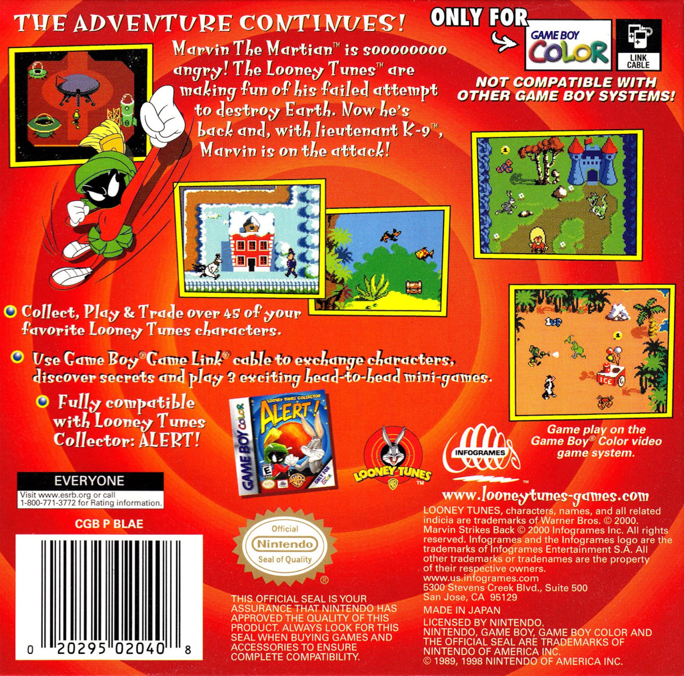 Looney Tunes: Marvin Strikes Back! Game Boy Color - Video Game - Used - CaveGamers - Image 2