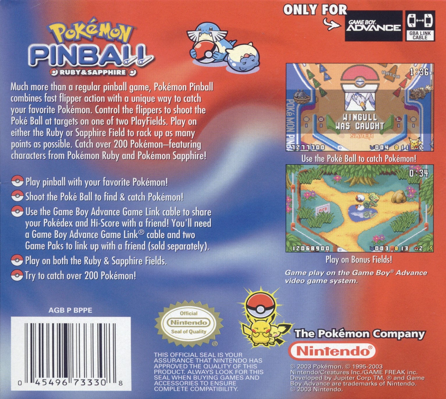 Pokemon Pinball: Ruby & Sapphire Game Boy Advance - Video Game - Used - CaveGamers - Image 2