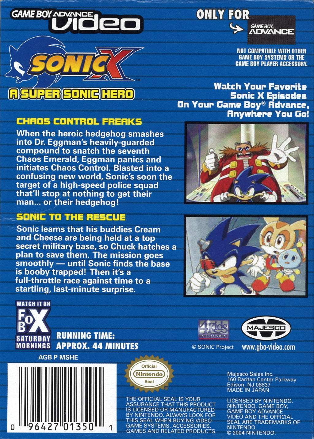 Sonic X: A Super Sonic Hero Video Game Boy Advance - Video Game - Used - CaveGamers - Image 2