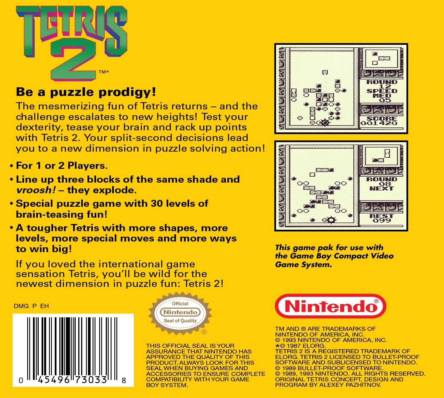 Tetris 2 Game Boy - Video Game - Used - CaveGamers - Image 2