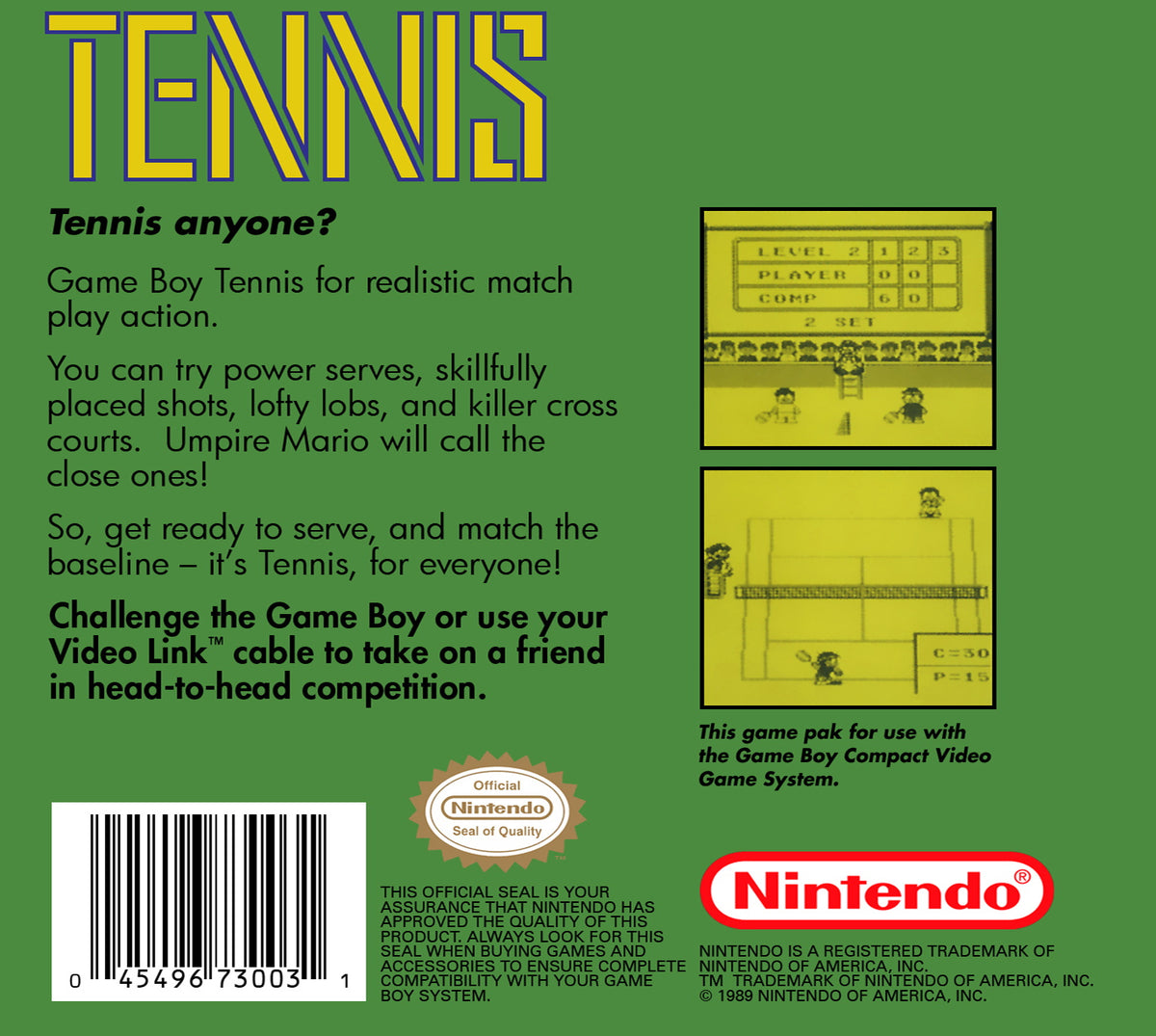 Tennis Game Boy - Video Game - Used - CaveGamers - Image 2