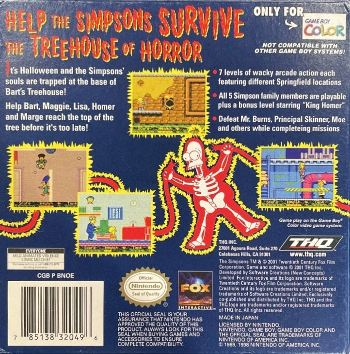 The Simpsons: Night of the Living Treehouse of Horror Game Boy Color - Video Game - Used - CaveGamers - Image 2