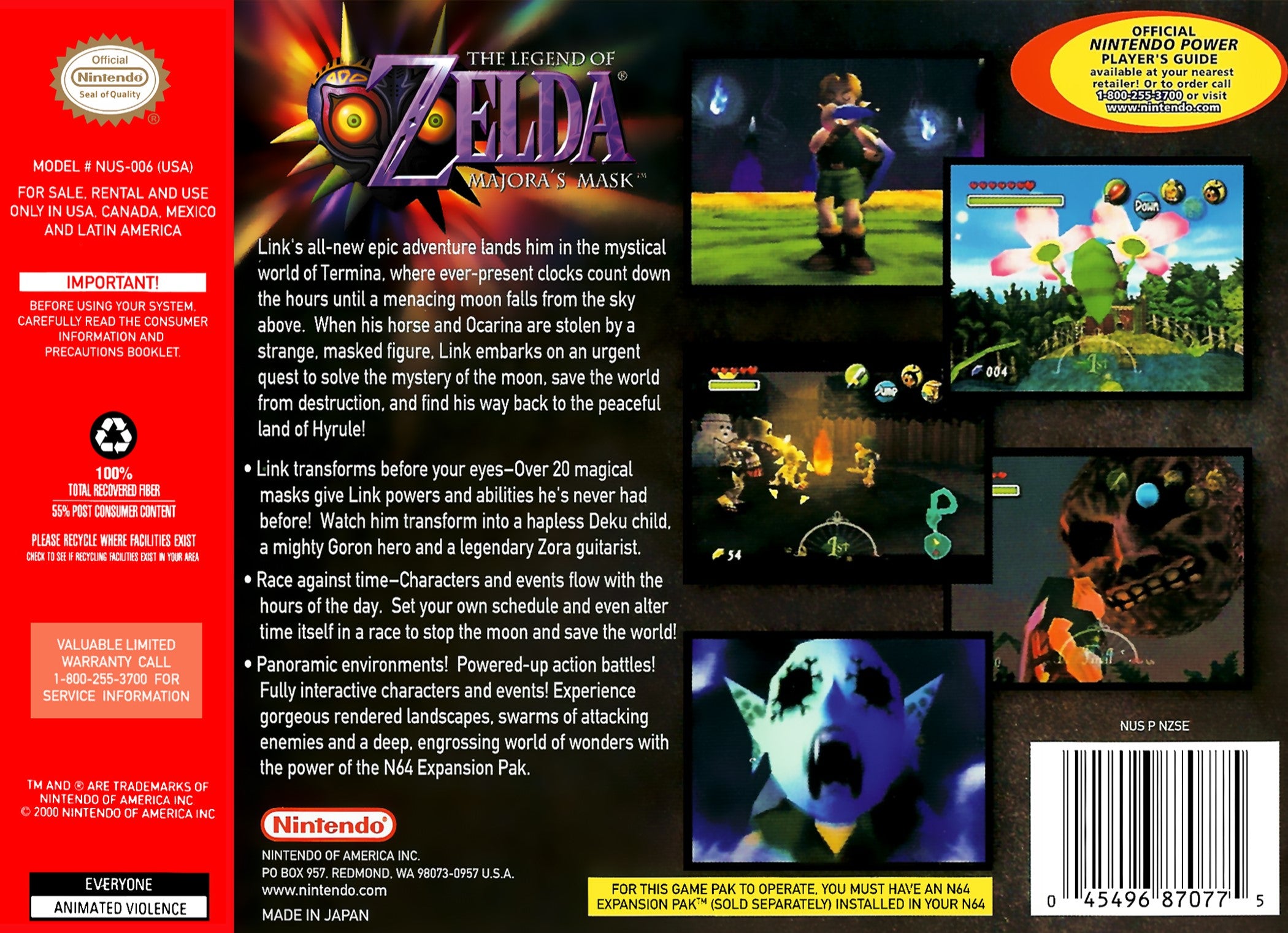 The Legend of Zelda: Majora's Mask N64 - Video Game - Used - CaveGamers - Image 2