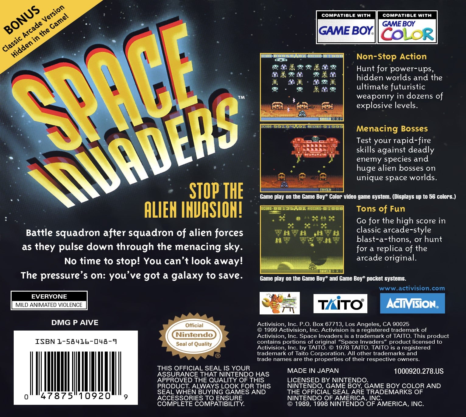 Space Invaders Game Boy Color - Video Game - Used - CaveGamers - Image 2
