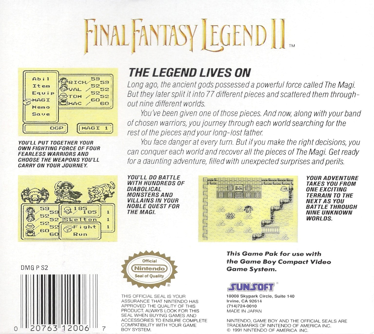 Final Fantasy Legend II Game Boy - Video Game - Used - CaveGamers - Image 2