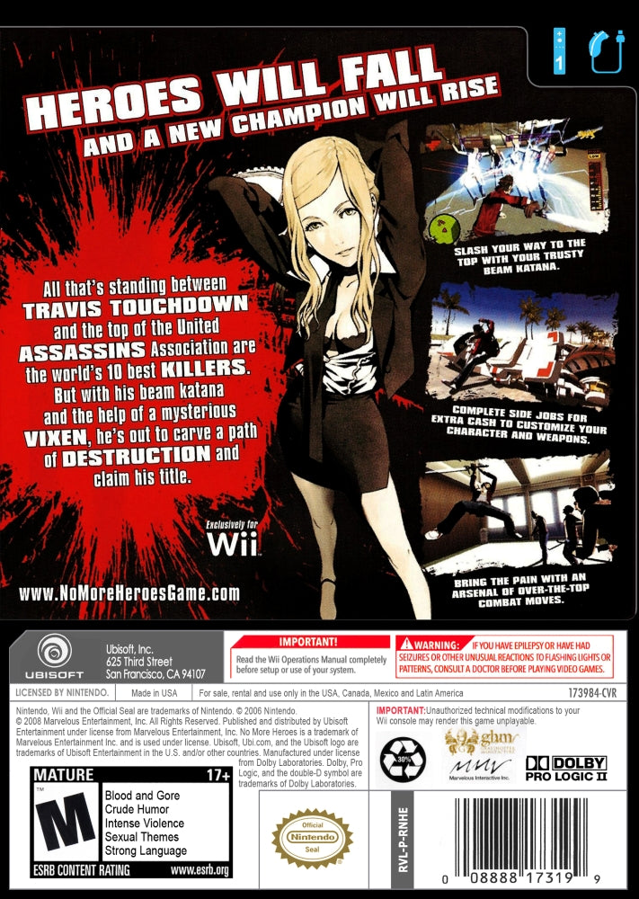 No More Heroes Wii - Video Game - Used - CaveGamers - Image 2