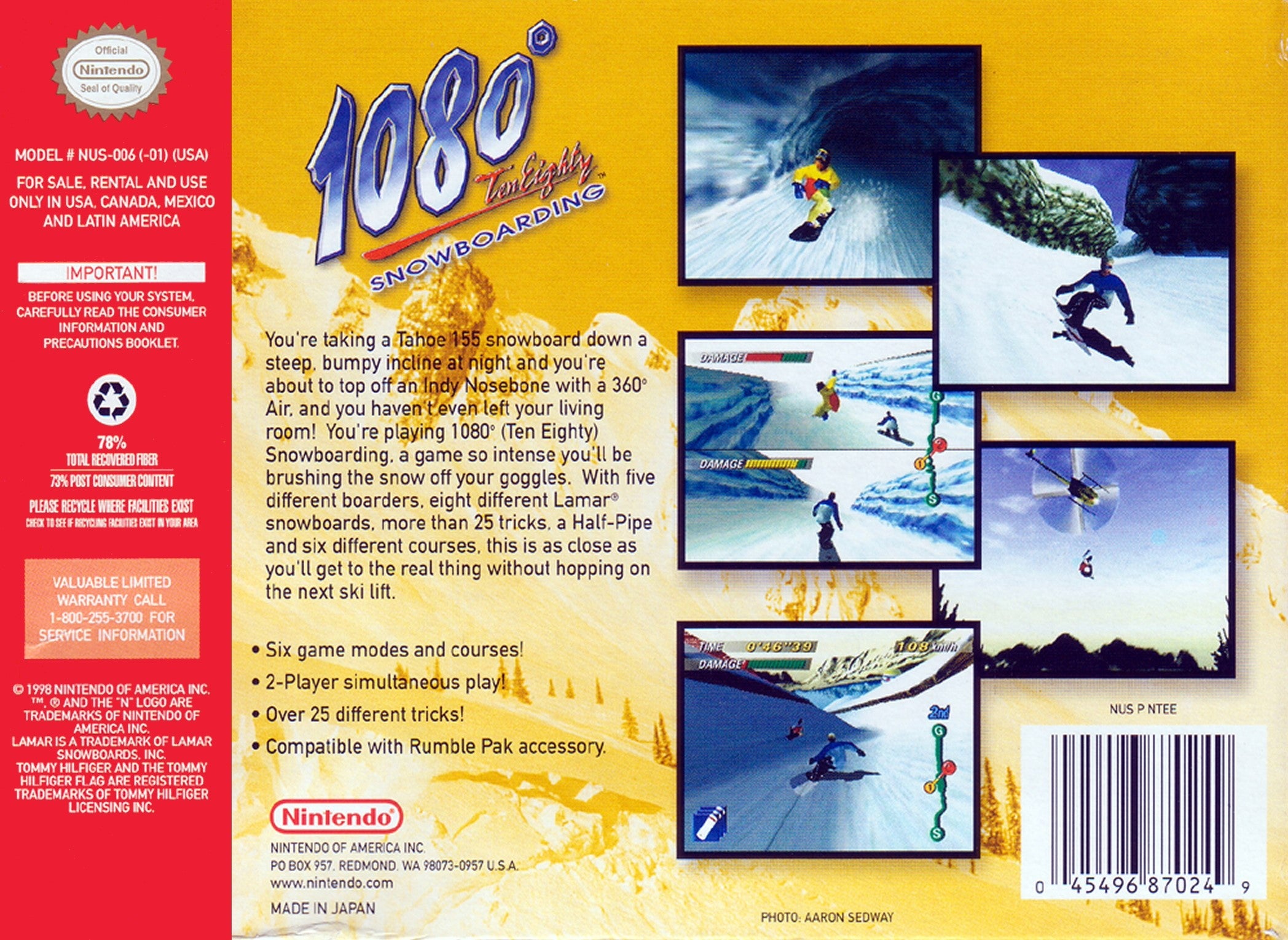 1080 Snowboarding N64 - Video Game - Used - CaveGamers - Image 2