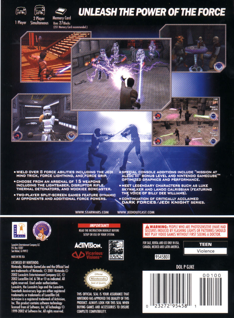 Star Wars Jedi Knight II: Jedi Outcast GameCube - Video Game - Used - CaveGamers - Image 2