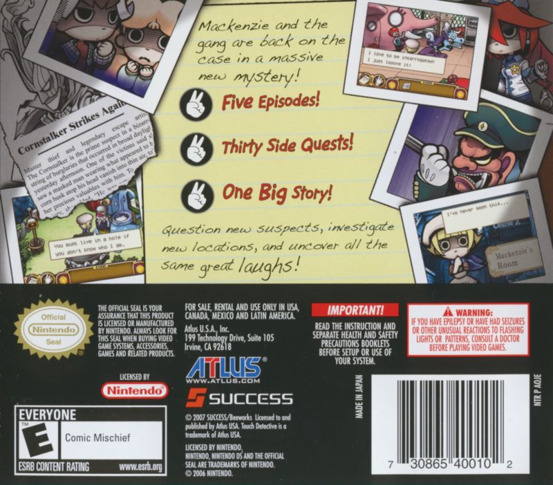 Touch Detective 2 1/2 DS - Video Game - Used - CaveGamers - Image 2