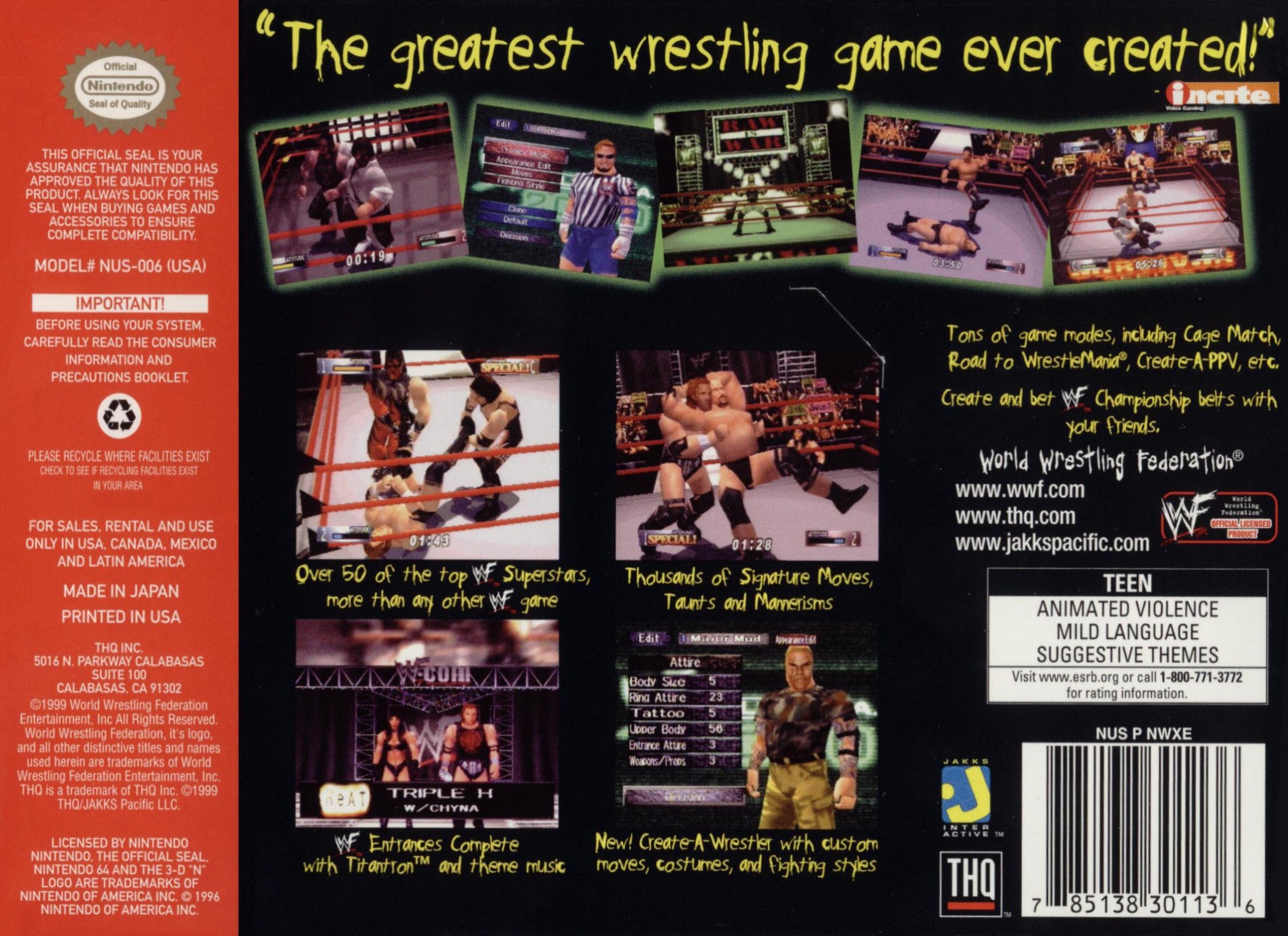 WWF Wrestlemania 2000 N64 - Video Game - Used - CaveGamers - Image 2