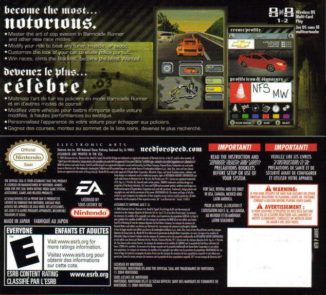 Need for Speed Most Wanted DS - Video Game - Used - CaveGamers - Image 2