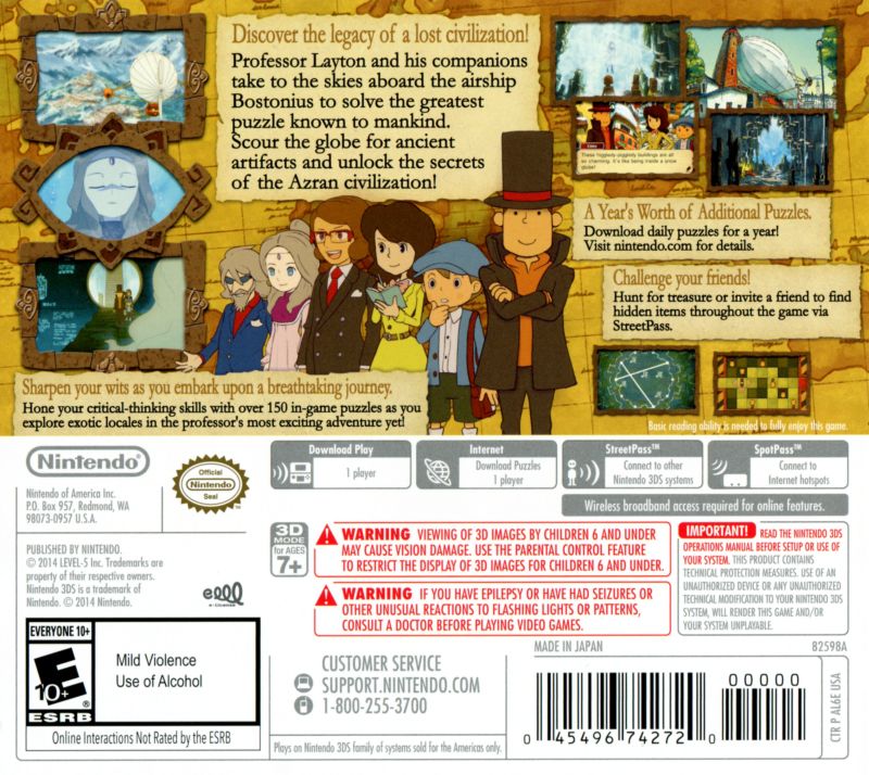 Professor Layton and the Azran Legacy 3DS - Video Game - Used - CaveGamers - Image 2
