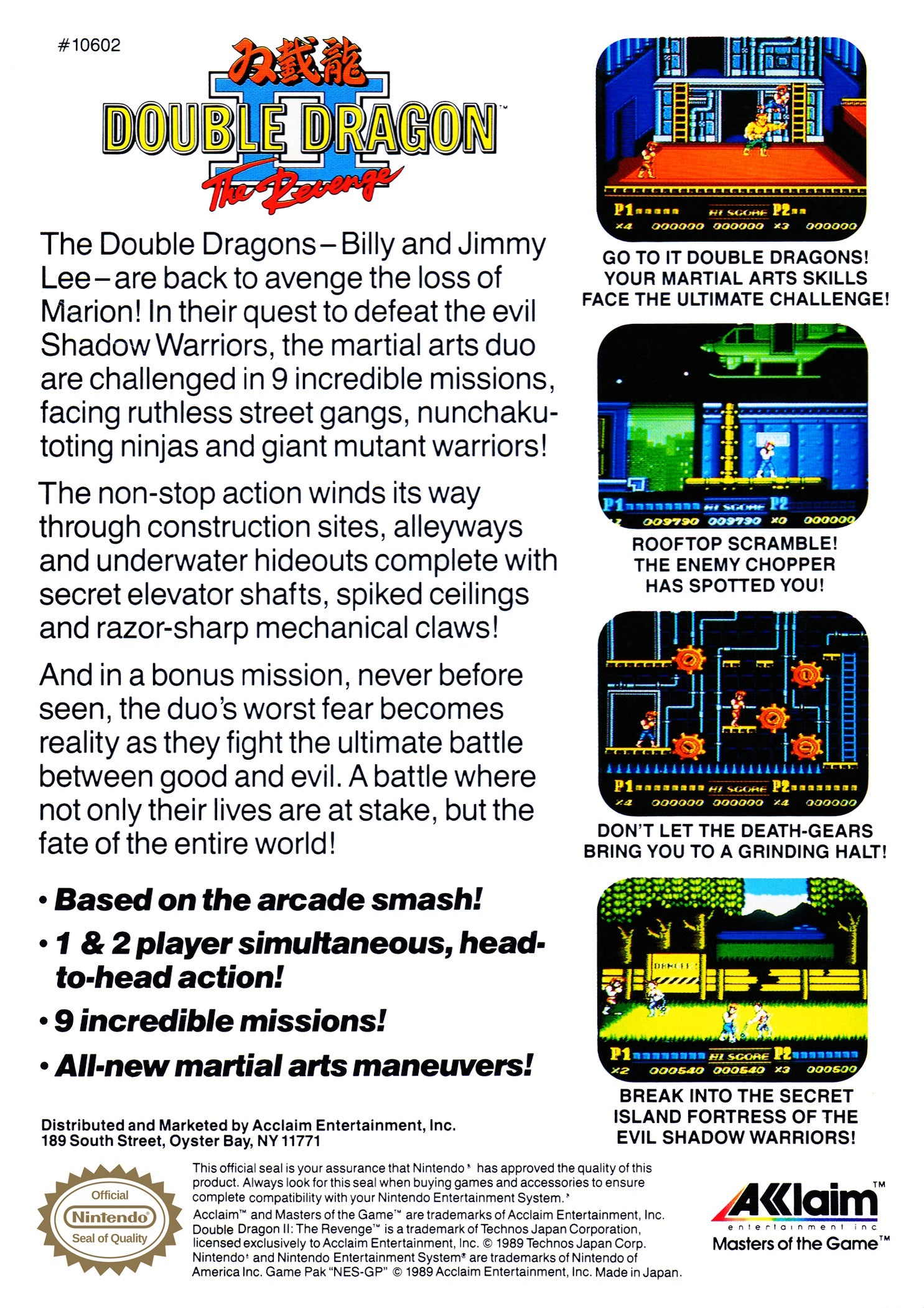 Double Dragon II: The Revenge NES - Video Game - Used - CaveGamers - Image 2
