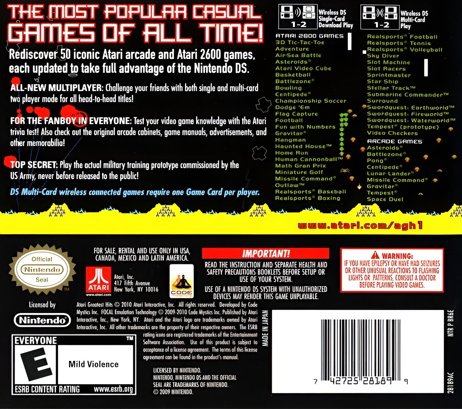 Atari's Greatest Hits Volume 1 DS - Video Game - Used - CaveGamers - Image 2