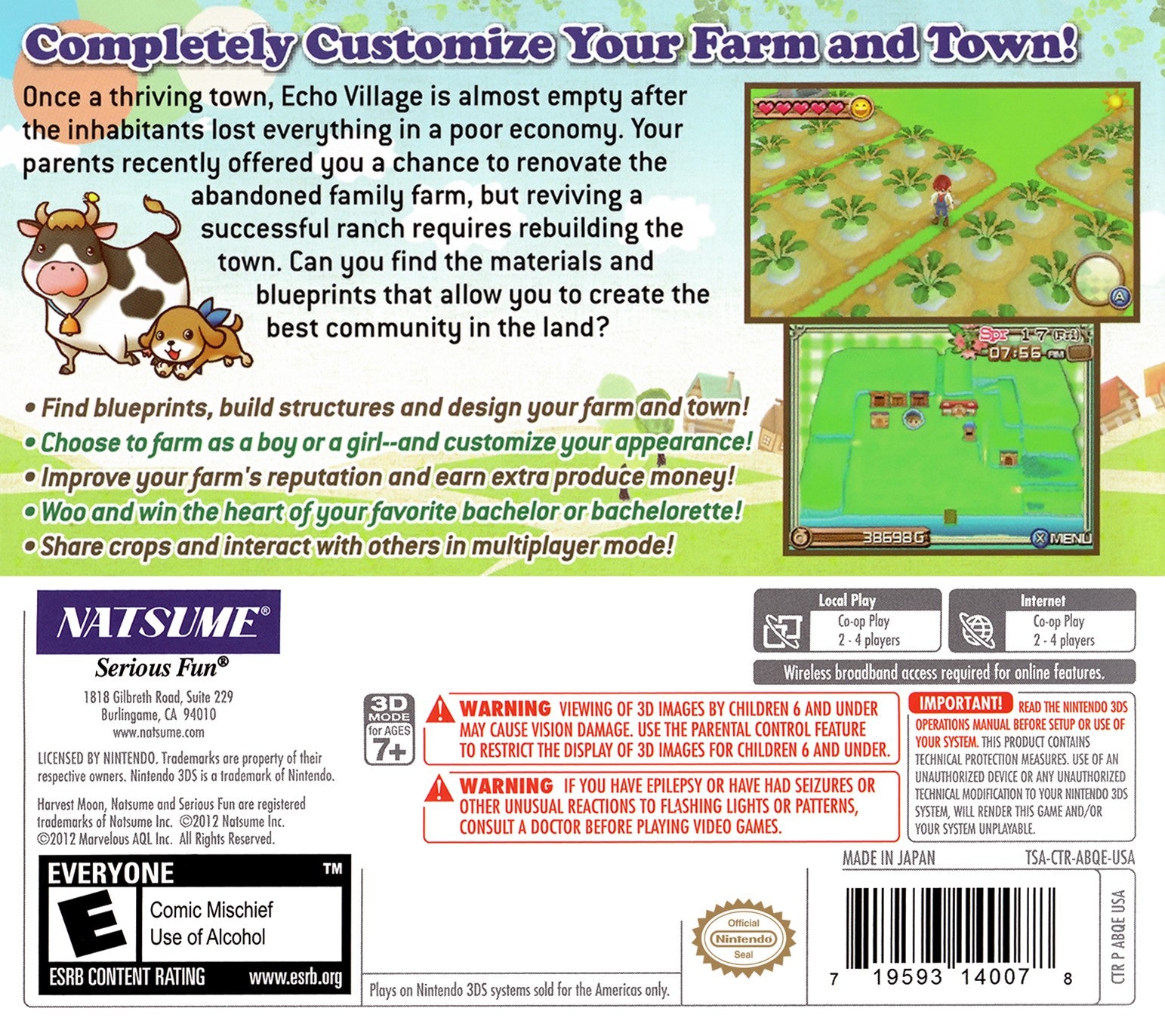 Harvest Moon 3D: A New Beginning 3DS - Video Game - Used - CaveGamers - Image 2