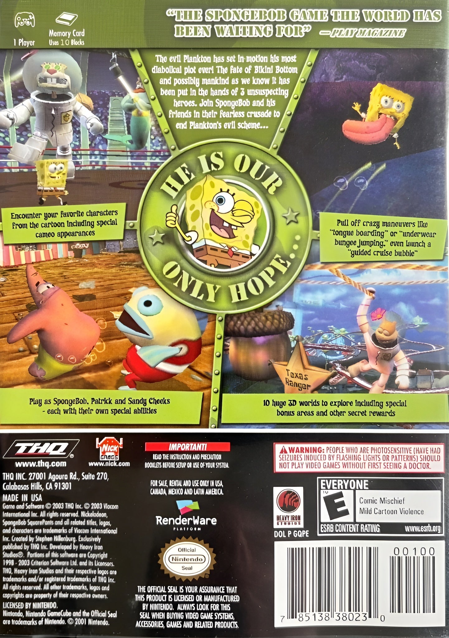SpongeBob SquarePants: The Battle for Bikini Bottom GameCube - Video Game - Used - CaveGamers - Image 2