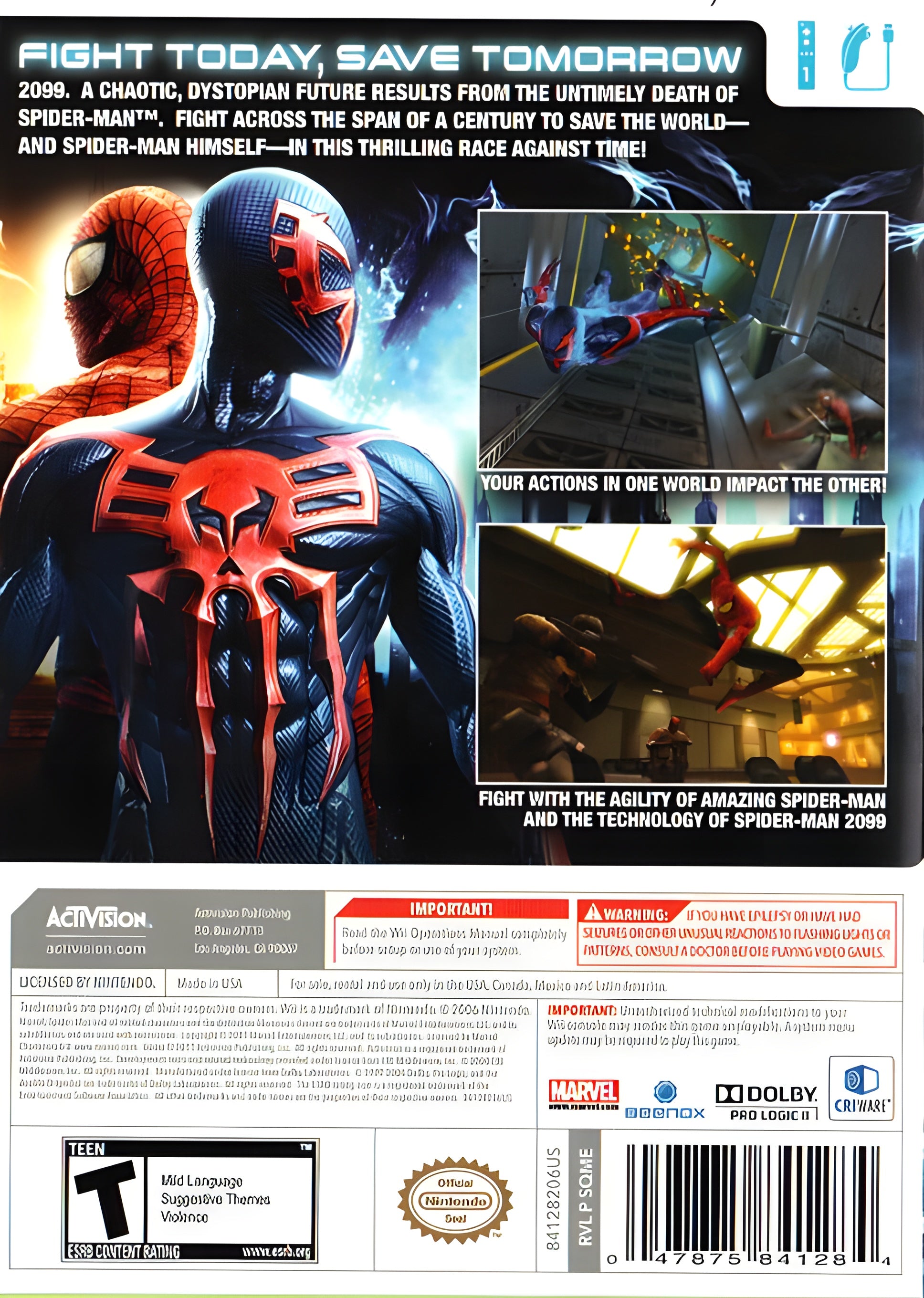 Spider-Man: The Edge of Time Wii - Video Game - Used - CaveGamers - Image 2
