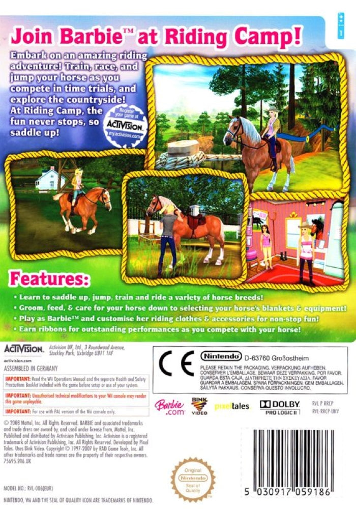 Barbie Horse Adventures: Riding Camp Wii - Video Game - Used - CaveGamers - Image 2