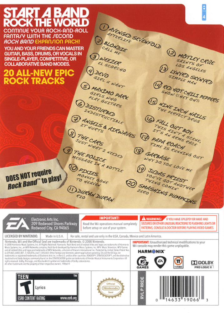Rock Band Track Pack: Vol. 2 Wii - Video Game - Used - CaveGamers - Image 2