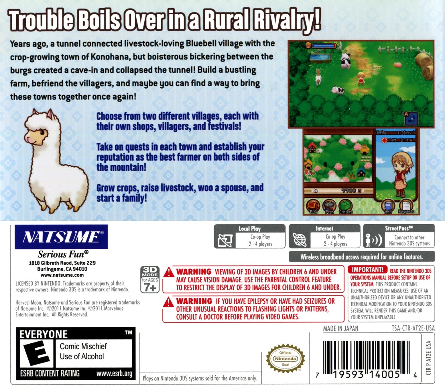 Harvest Moon: Tale of Two Towns 3DS - Video Game - Used - CaveGamers - Image 2