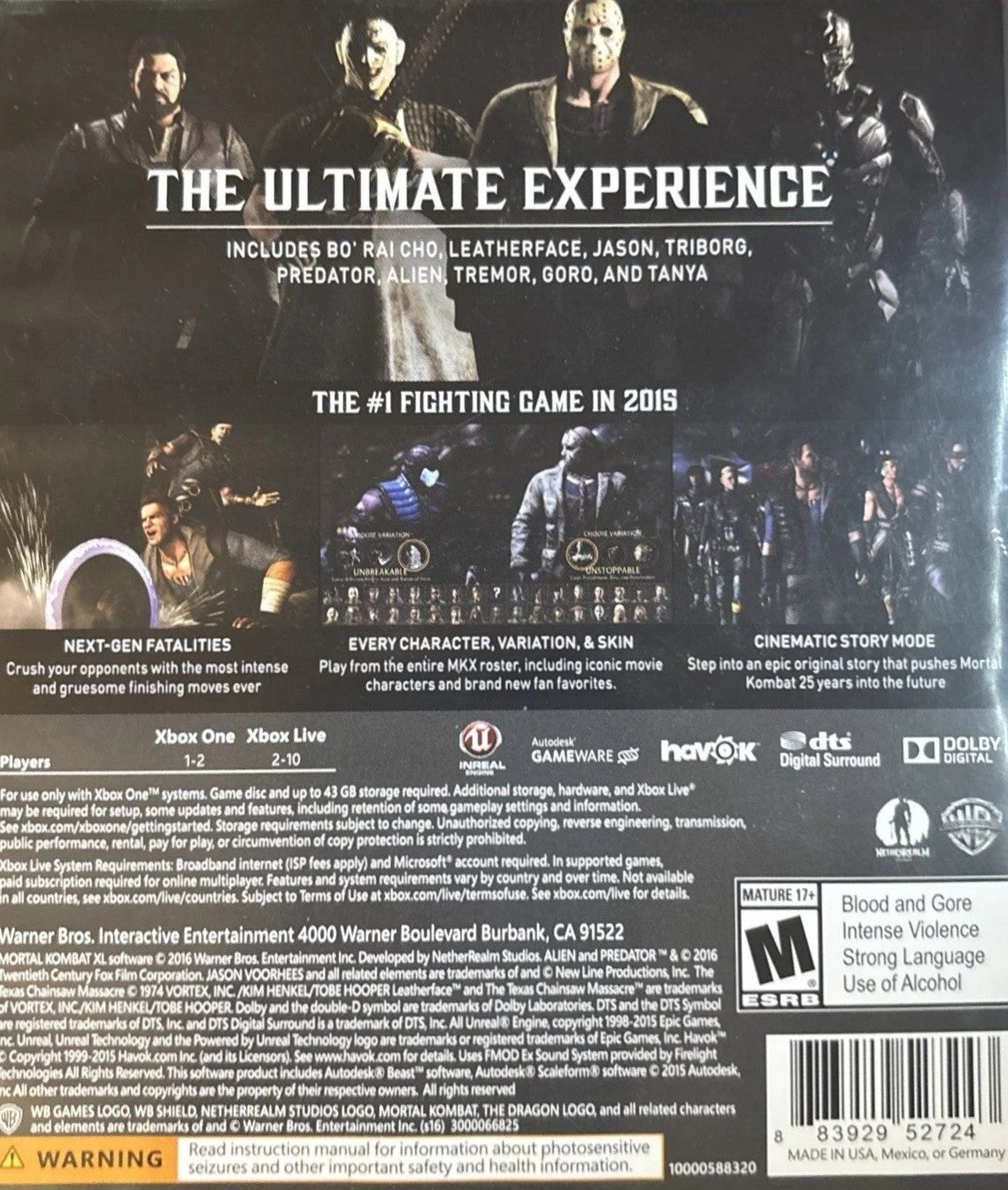 Mortal Kombat XL Xbox One - Video Game - Used - CaveGamers - Image 2