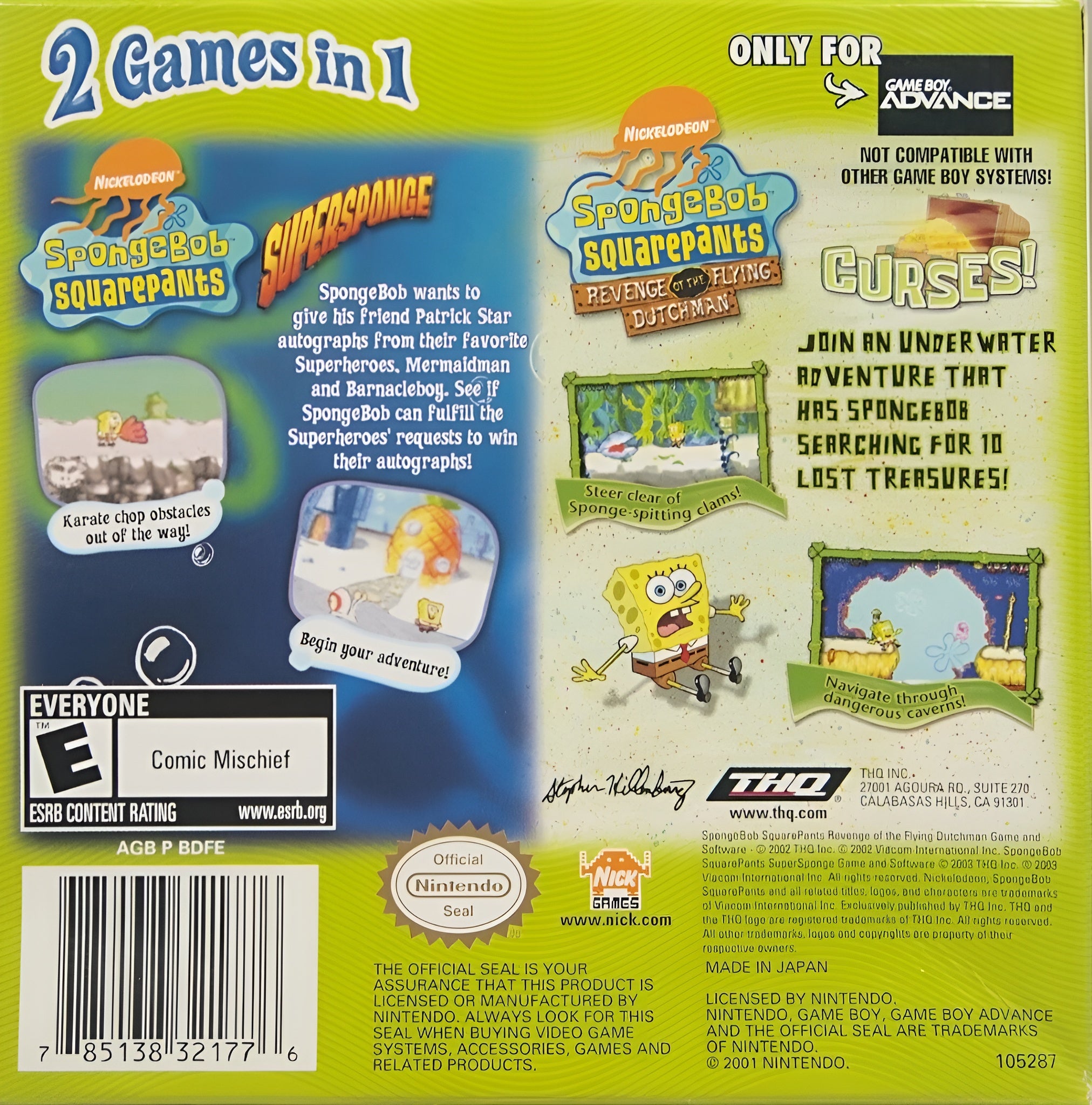 SpongeBob Squarepants SuperSponge & Revenge of the Flying Dutchman Game Boy Advance - Video Game - Used - CaveGamers - Image 2
