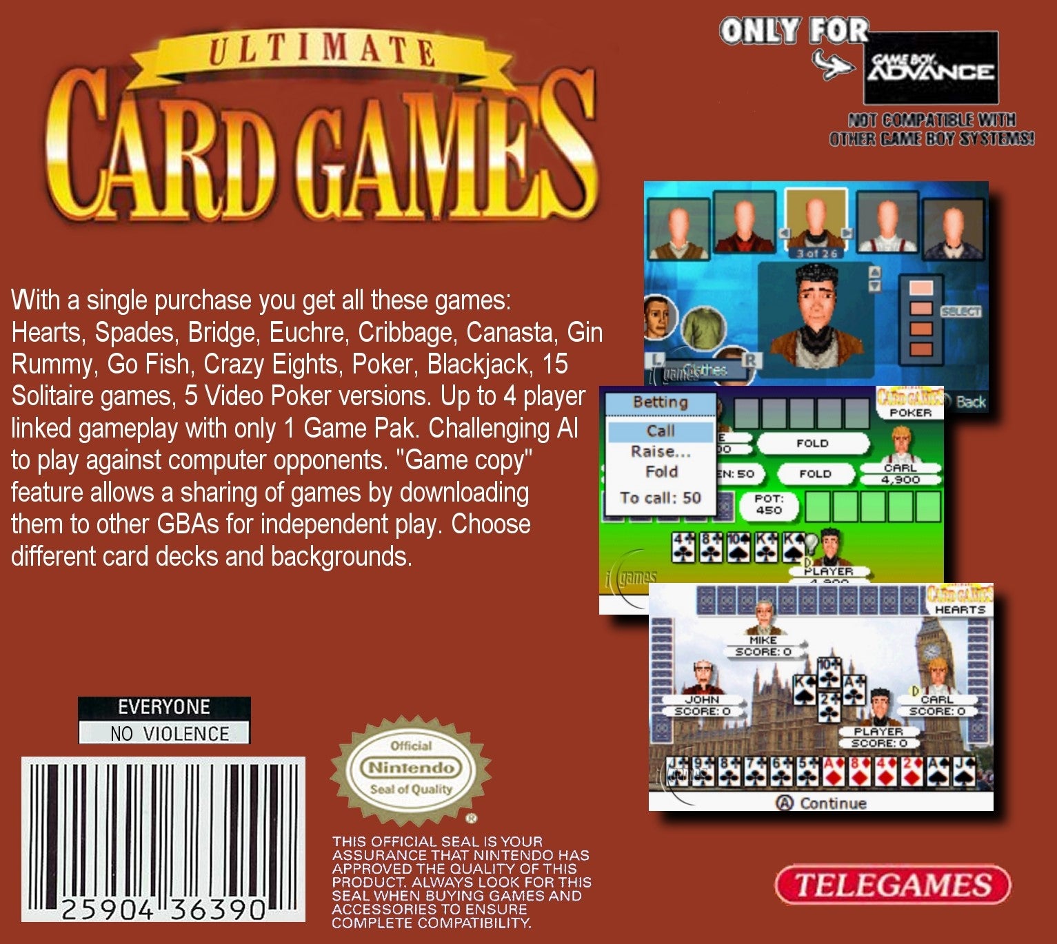 Ultimate Card Games Game Boy Advance - Video Game - Used - CaveGamers - Image 2