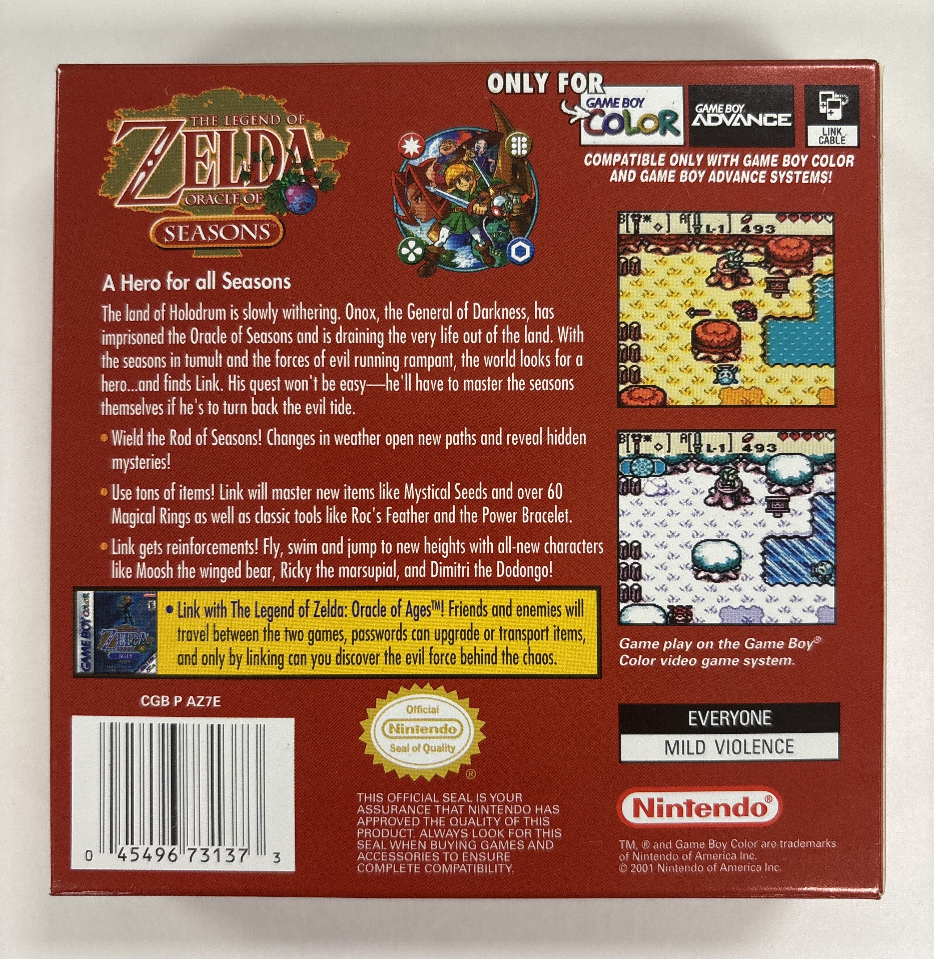The Legend of Zelda: Oracle of Seasons - Nintendo Game Boy Color Box & Manuals Only No Game