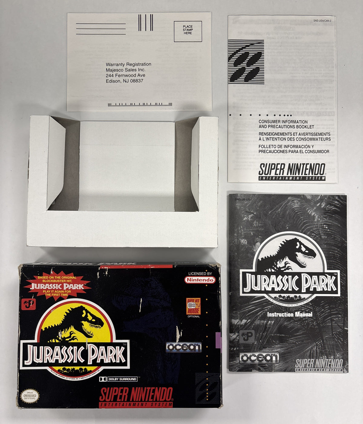 Jurassic Park - Super Nintendo SNES Box & Manual Only No Game
