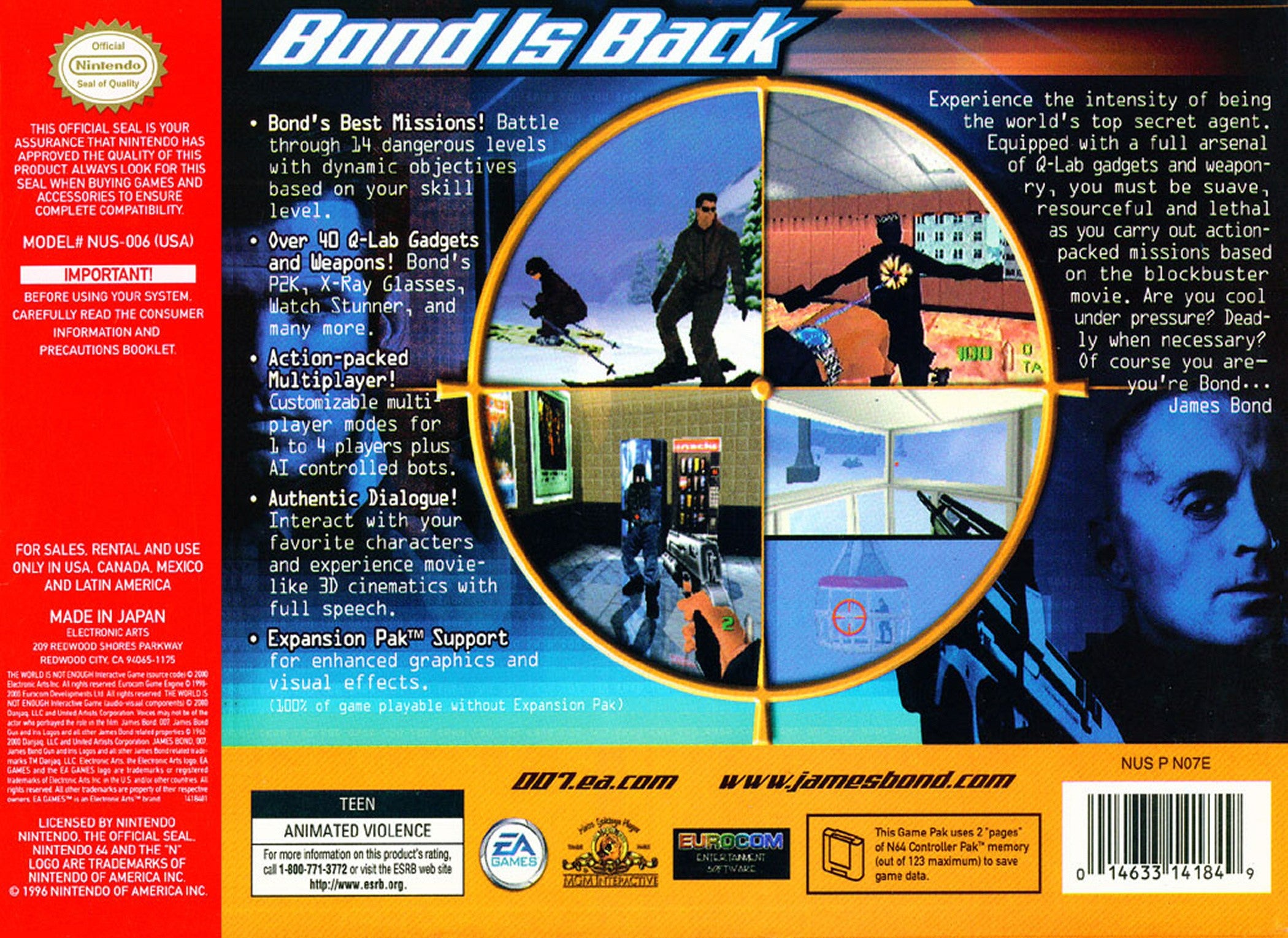 007: The World Is Not Enough N64 - Video Game - Used - CaveGamers - Image 2