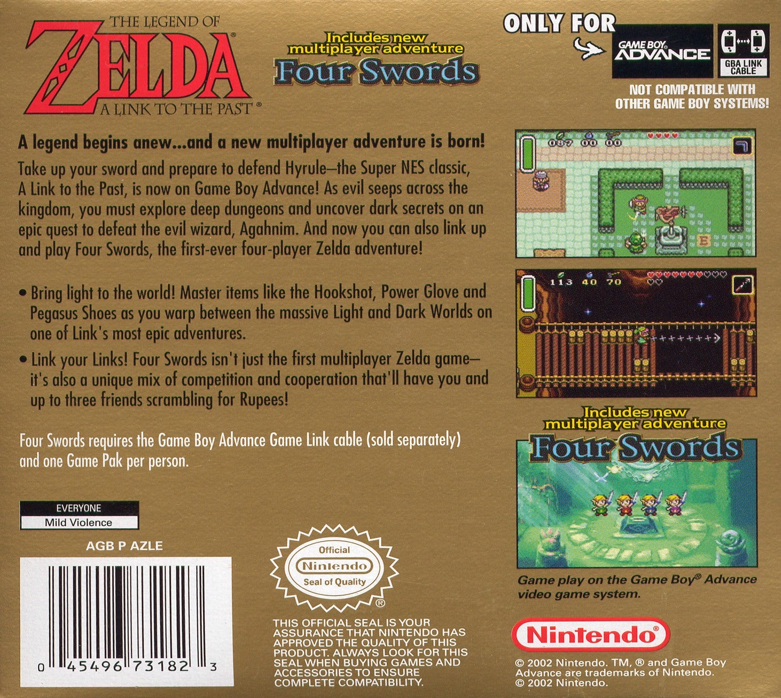 The Legend of Zelda: A Link to the Past & Four Swords Game Boy Advance - Video Game - Used - CaveGamers - Image 2