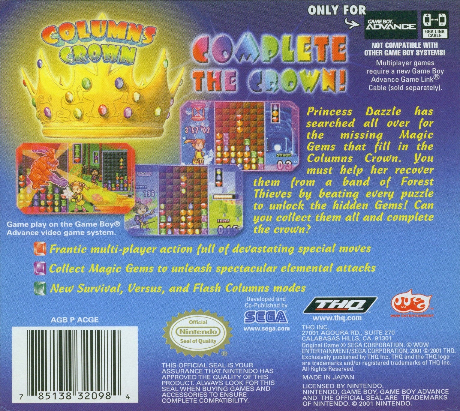 Columns Crown Game Boy Advance - Video Game - Used - CaveGamers - Image 2