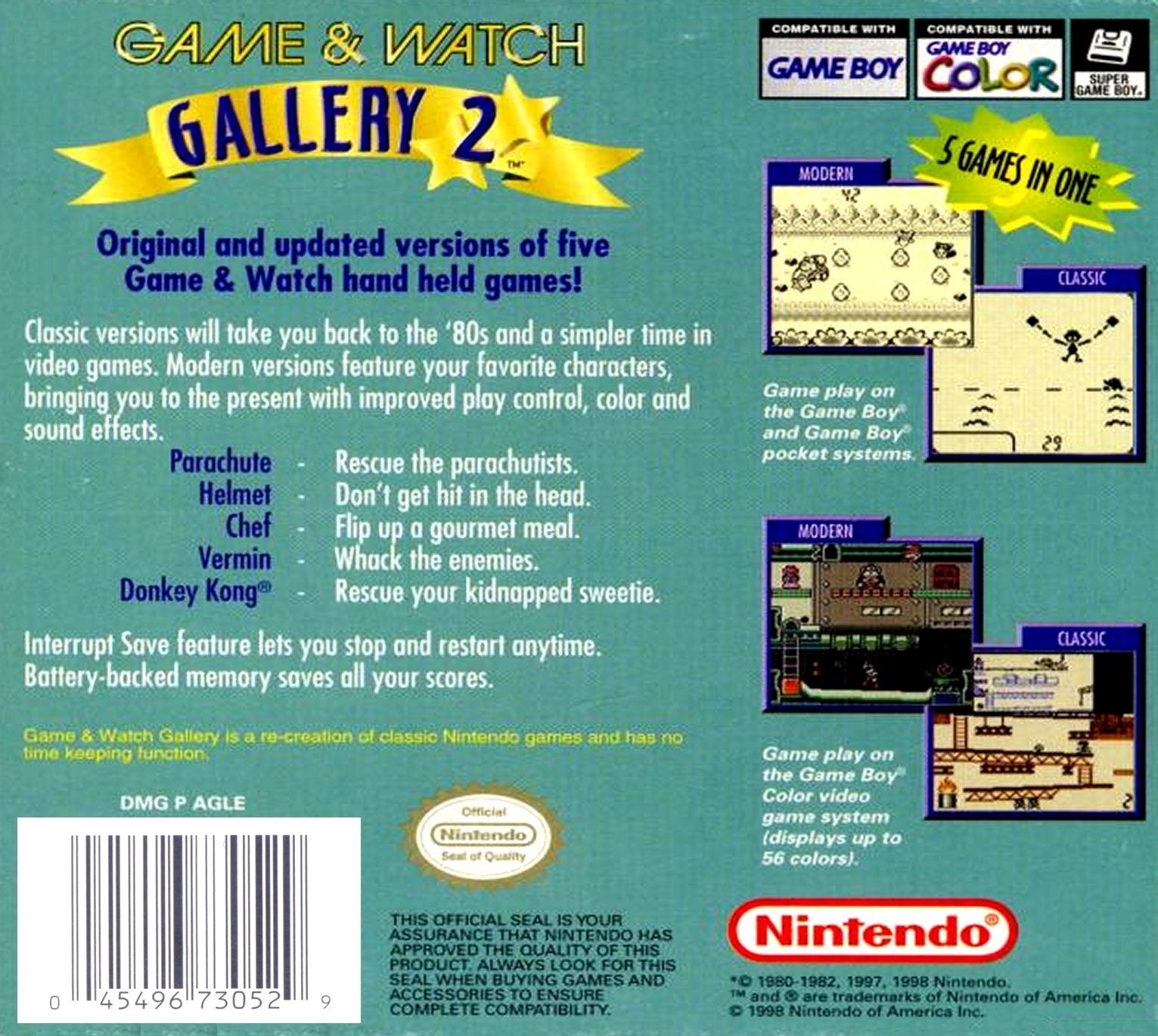 Game & Watch Gallery 2 Game Boy Color - Video Game - Used - CaveGamers - Image 2