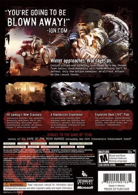 Gears of War 2 Xbox 360 - Video Game - Used - CaveGamers - Image 2