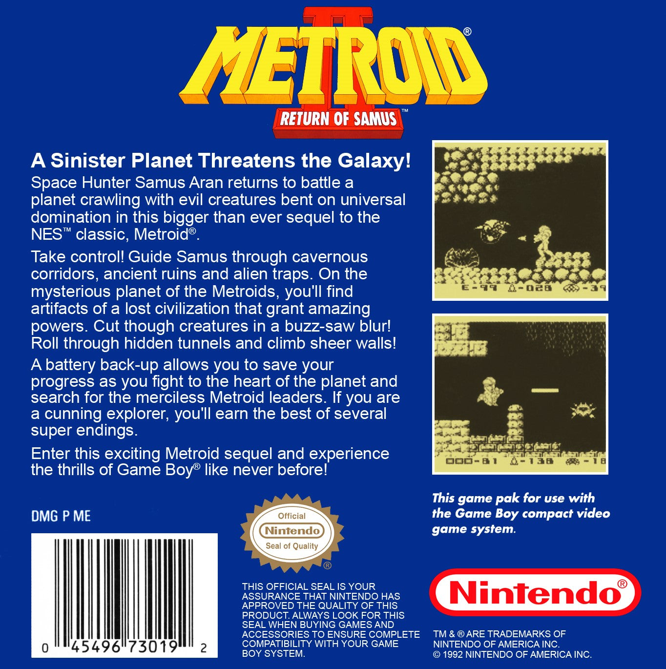 Metroid II: Return of Samus Game Boy - Video Game - Used - CaveGamers - Image 2