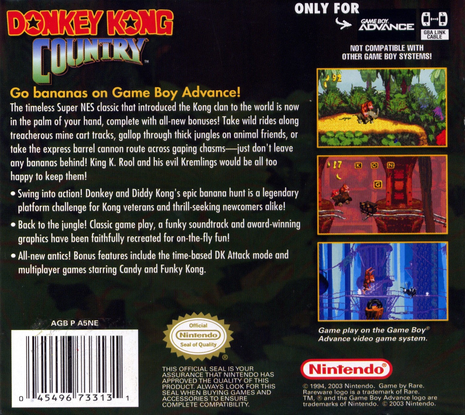 Donkey Kong Country Game Boy Advance - Video Game - Used - CaveGamers - Image 2