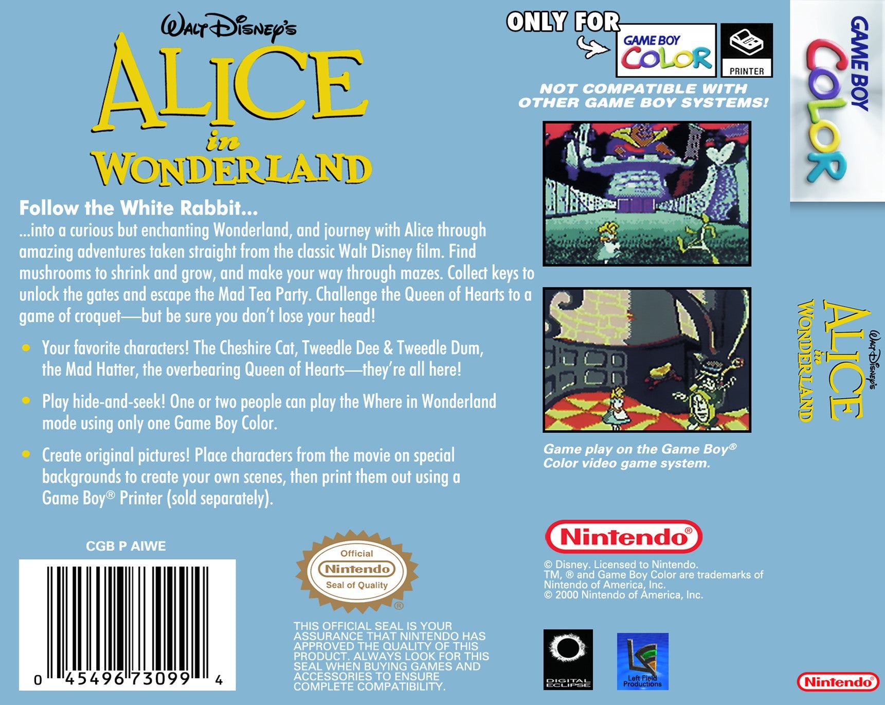 Alice In Wonderland Game Boy Color - Video Game - Used - CaveGamers - Image 2