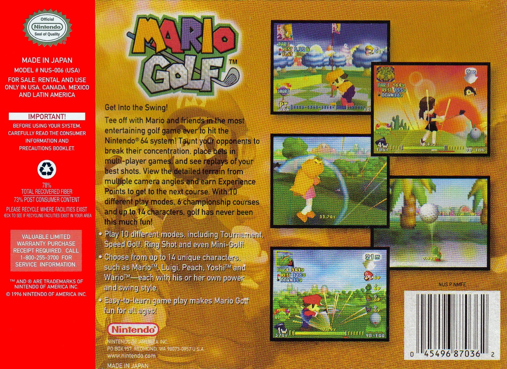 Mario Golf N64 - Video Game - Used - CaveGamers - Image 2