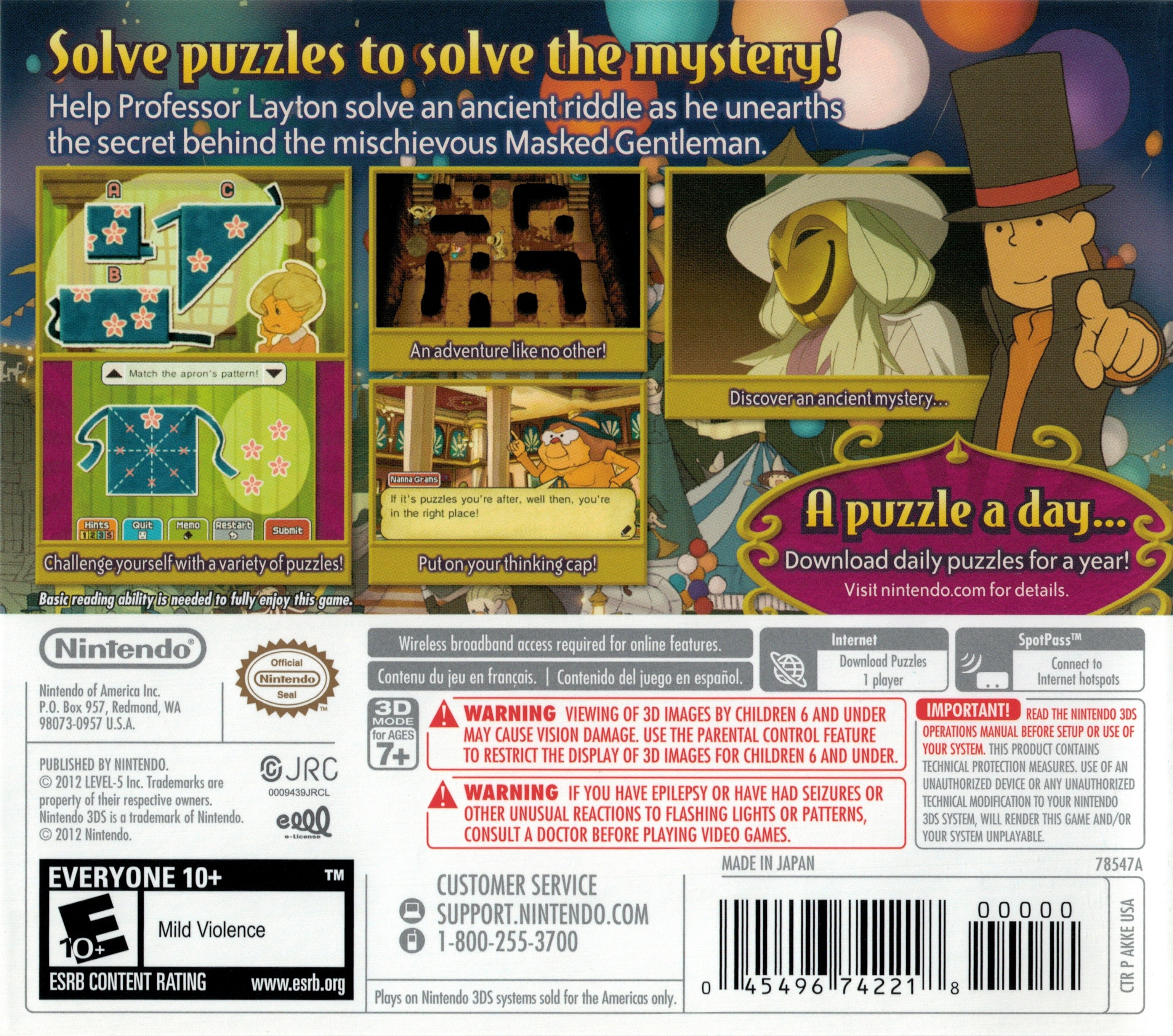 Professor Layton and The Miracle Mask 3DS - Video Game - Used - CaveGamers - Image 2