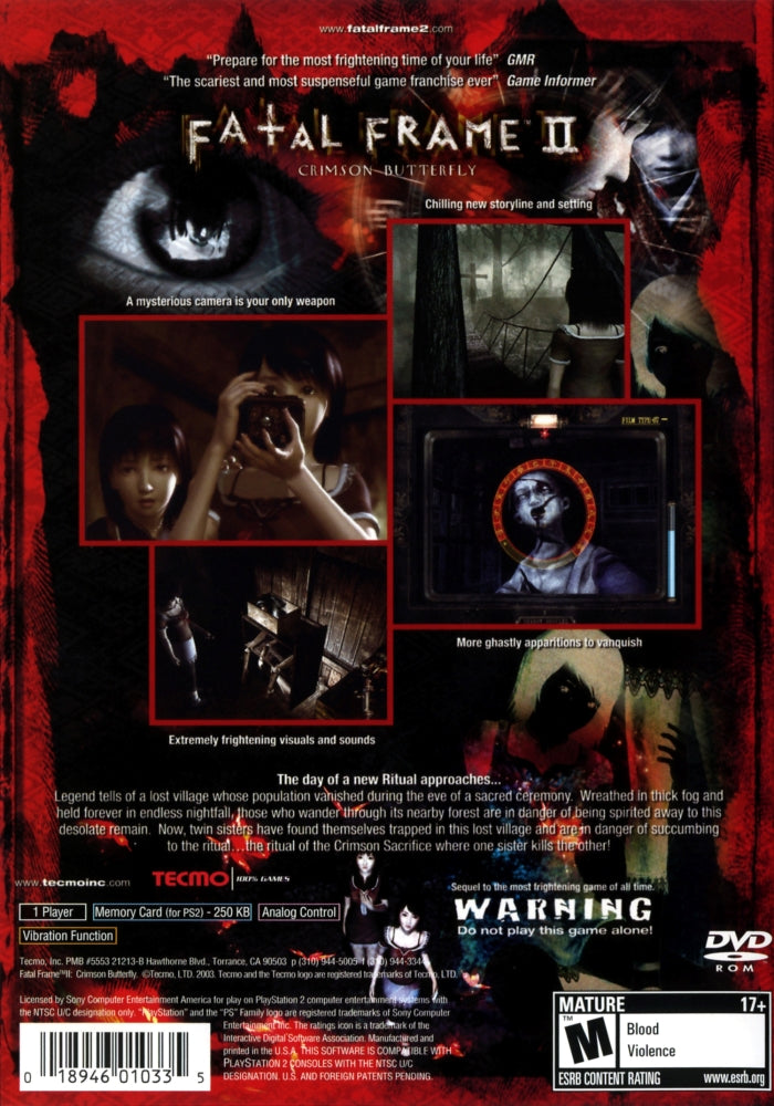 Fatal Frame 2: Crimson Butterfly PS2 - Video Game - Used - CaveGamers - Image 2