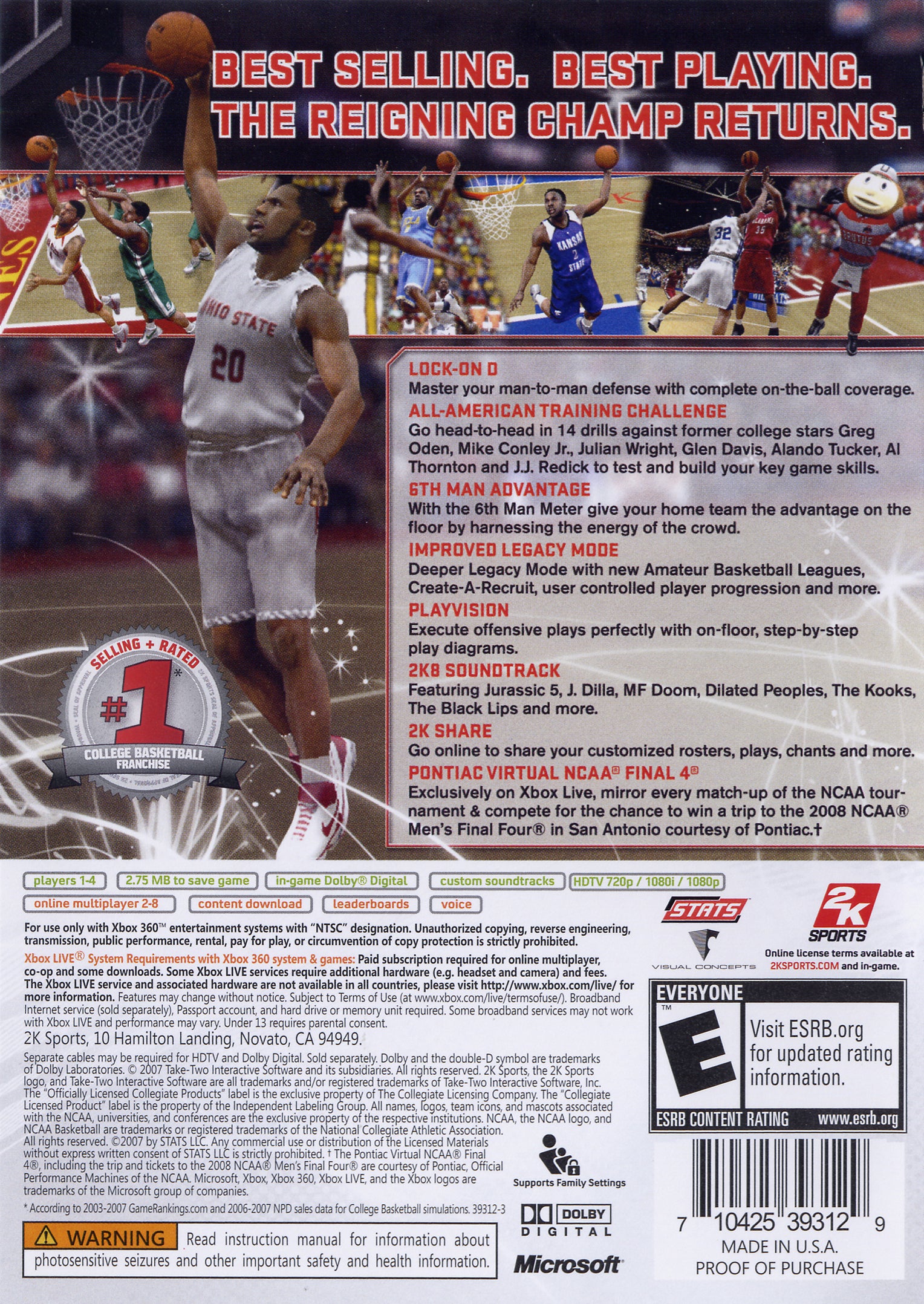 College Hoops 2K8 Xbox 360 - Video Game - Used - CaveGamers - Image 2