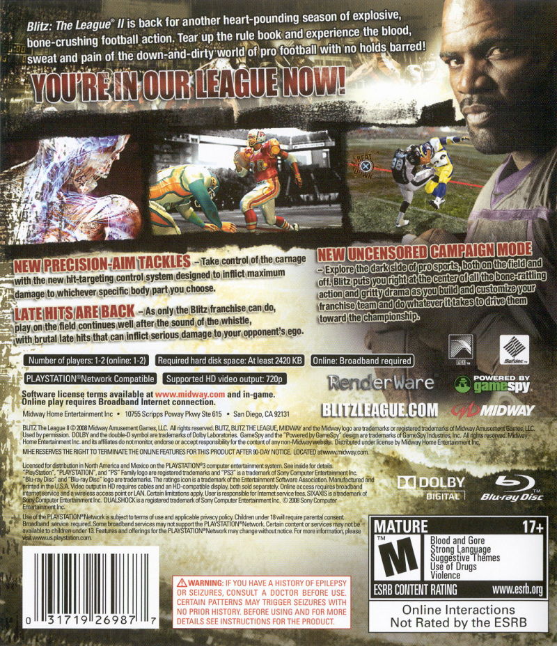 Blitz: The League II PS3 - Video Game - Used - CaveGamers - Image 2
