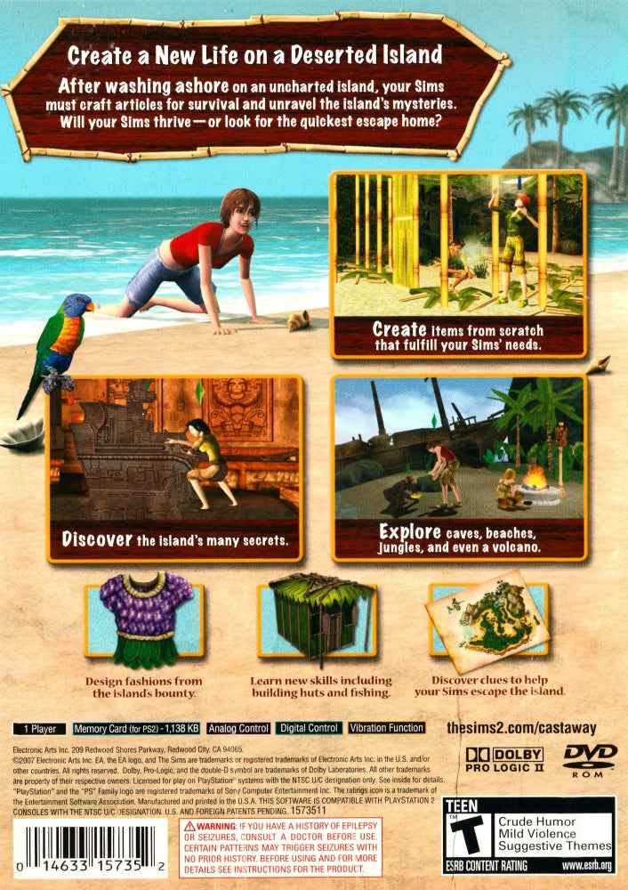 The Sims 2: Castaway PS2 - Video Game - Used - CaveGamers - Image 2